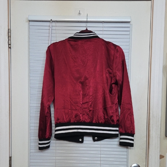 Forever 21 Burgundy Satin Bomber Jacket - Picture 4 of 6
